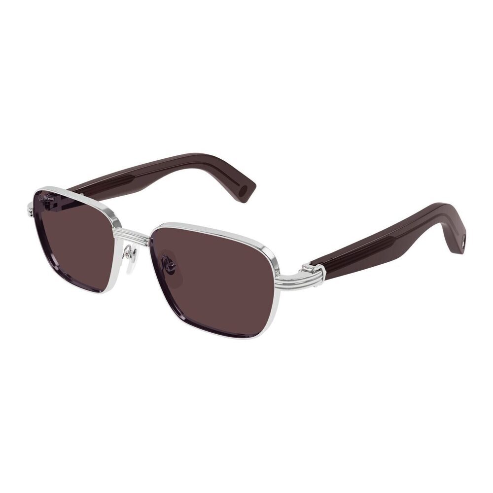 Cartier CT0538S-009 Sunglasses Silver Violet Brown Metal